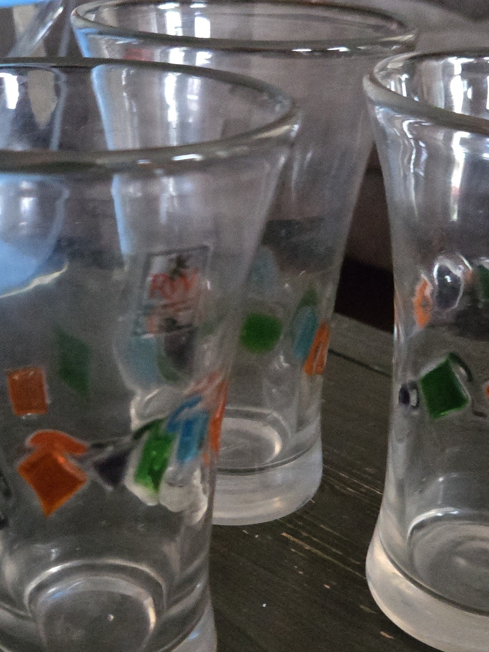 Robert William RW Art Glass Tumblers Set of 3 6" Colorful Mosaic Confetti MCM